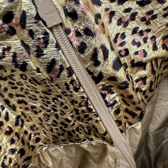 New York & Company Foil Leopard Print Skirt XXL Gold Metallic Tiered Ruffle - Picture 12 of 12